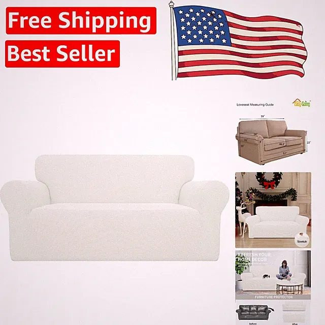 Soft Stretch Loveseat Slipcover - Machine Washable Checkered Furniture Protector