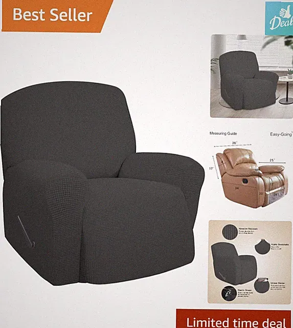 Soft Stretch Recliner Slipcover in Dark Gray - Protect Furniture Elegantly
