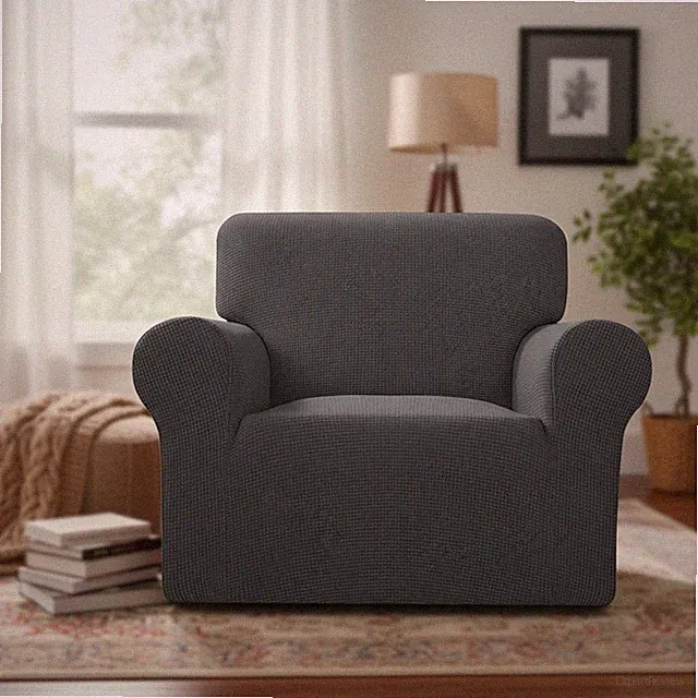 Soft Stretch Sofa Cover Protector for Kids & Pets - Elastic Bottom, Dark Gray