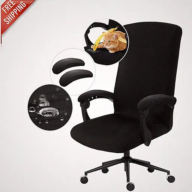 Soft & Stretchy Black Chair Slipcover with Armrest Covers - Easy Wash and Care