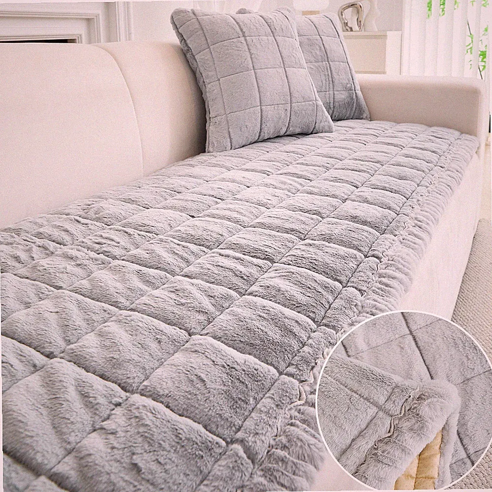 Soft Thick Fuzzy Couch Cover for Pets Non Slip Cozy Sofa Cover Pet Friendly