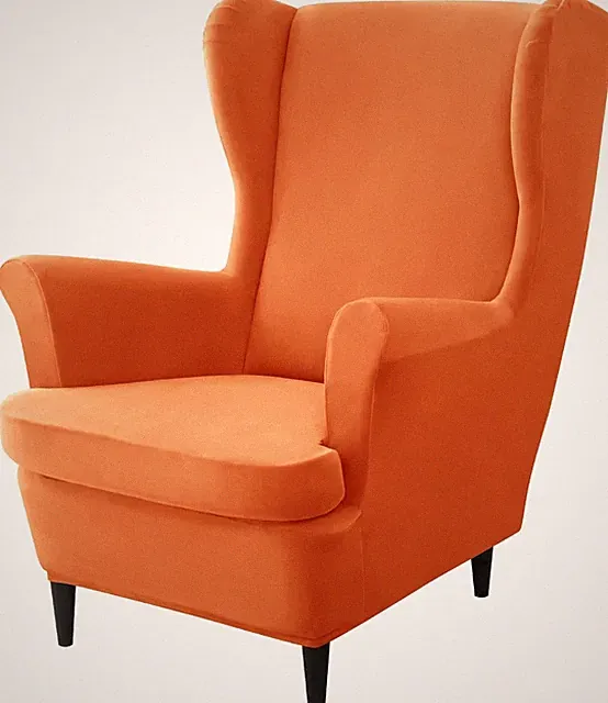 Soft Velvet Elastic Armchair Slipcover - 2 Piece Wingback Chair Protection