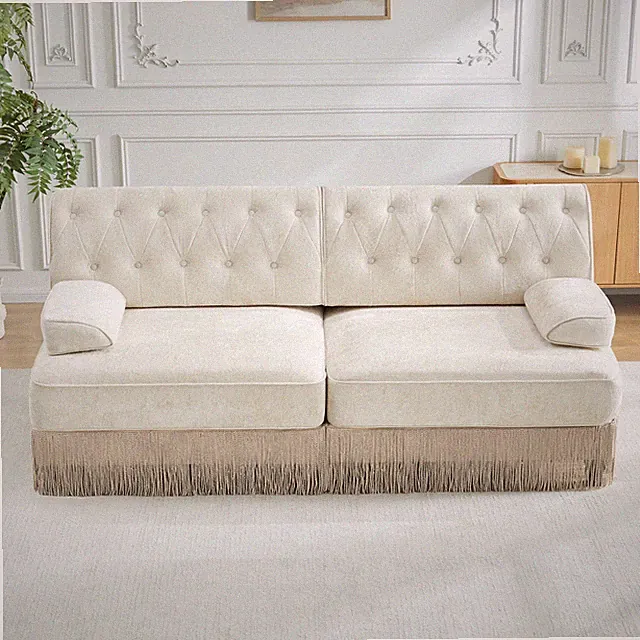 Soft Velvet Fabric Chesterfield Style Sofa,Button Tufted Design,Floor-grazing