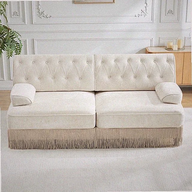Soft Velvet Fabric Chesterfield Style Sofa,Button Tufted Design,Floor-grazing