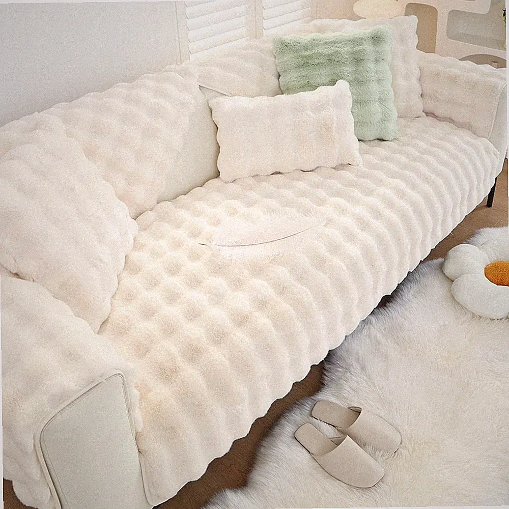 Soft Warm Faux Fur Couch Sofa Cover Thick Shaggy Fuzzy Sectional Couch Cover...