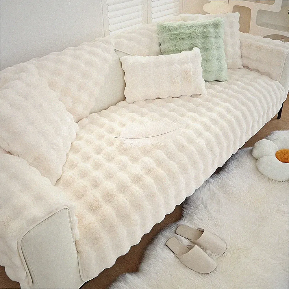 Soft Warm Faux Fur Couch Sofa Cover Thick Shaggy Fuzzy Sectional Couch Cover...
