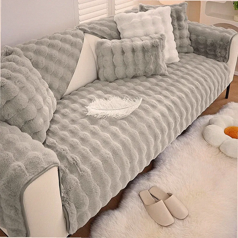 Soft Warm Faux Fur Couch Sofa Cover Thick Shaggy Fuzzy Sectional Couch Cover