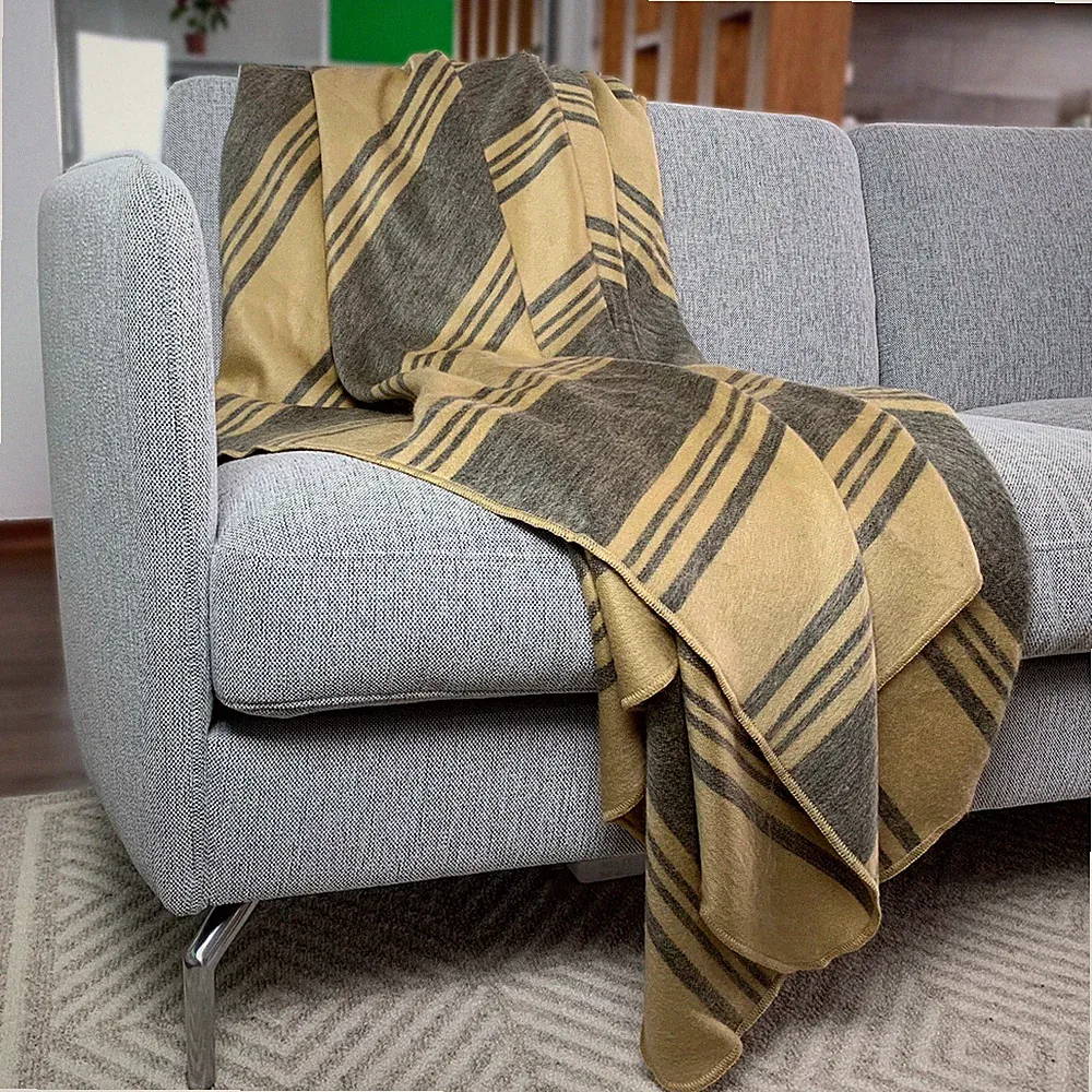 SOFT & WARM STRIPED ALPACA LLAMA WOOL BLANKET PLAID THROW QUEEN BED SOFA COVER