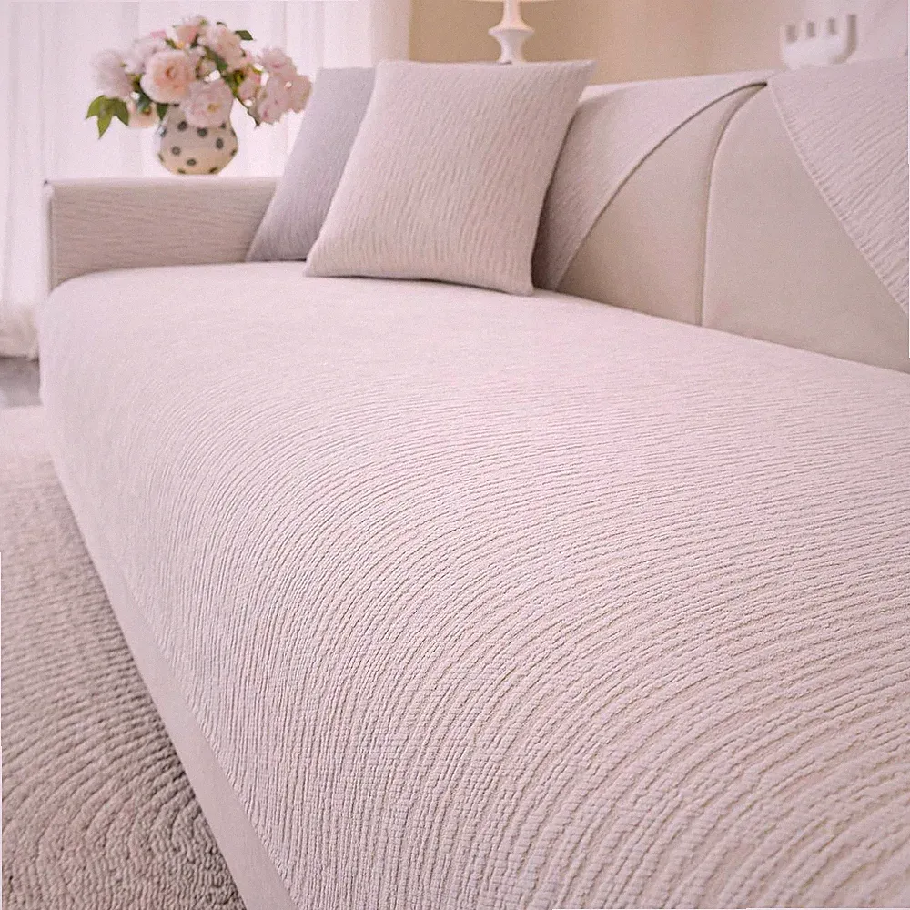 Soft Waterproof Chenille Cover Washable, Non Slip Sectional Sofa Covers for 3 Cu