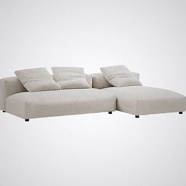 Solace 2-Piece Modular Corduroy Upholstered Sectional Sofa With Chaise