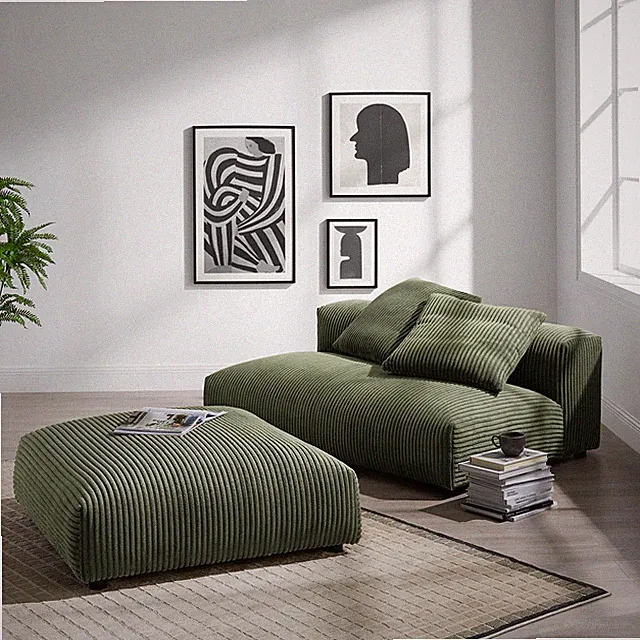 Solace Armless Loveseat and Ottoman Set in Fern