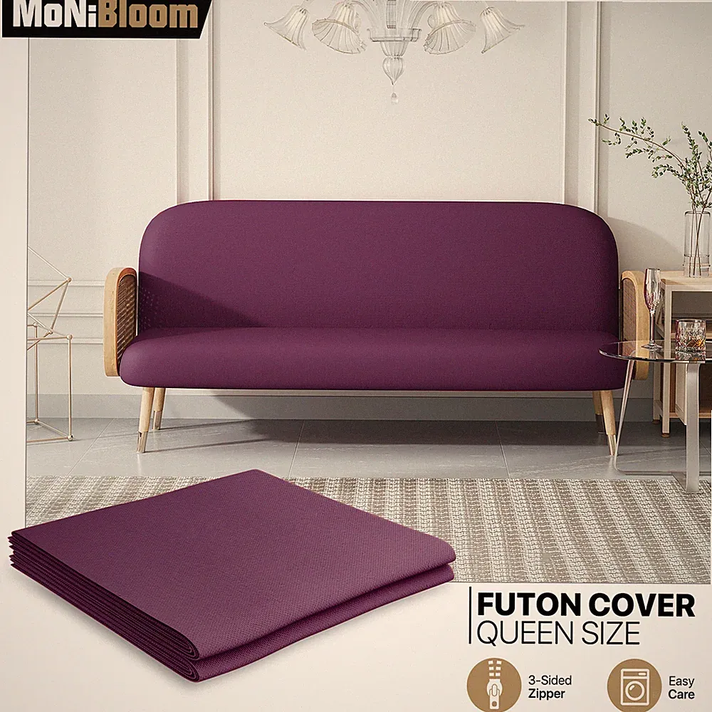 Solid Color Futon Cover Stretch Sofa Bed Protector Queen Size Armless Slipcover