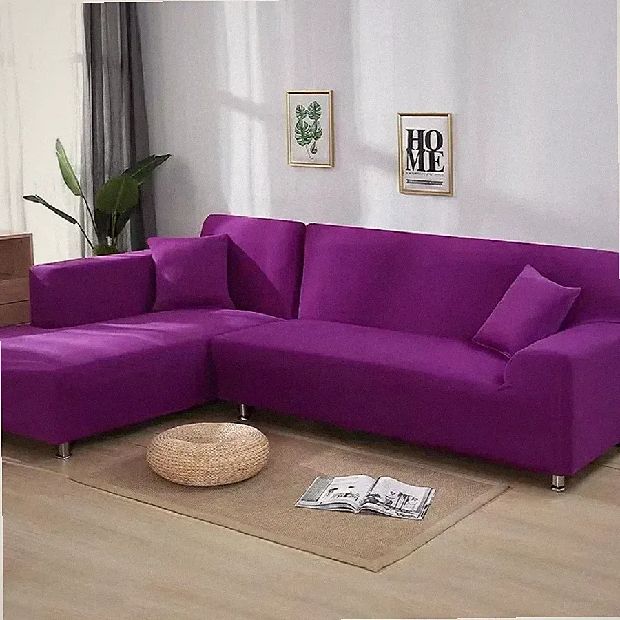 Solid Color Sofa Cover for Living Room Elastic Sofa Cover L Shaped 1/2/3/4Seater