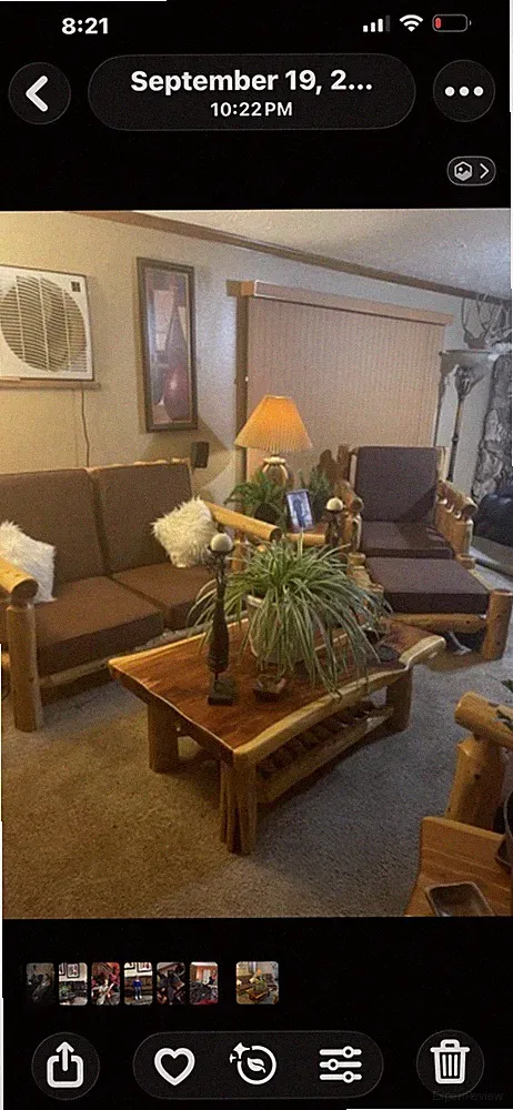 Solid Oak Log Wood 8 Piece Living Room Set Sofa Armchair Ottoman Coffee Table