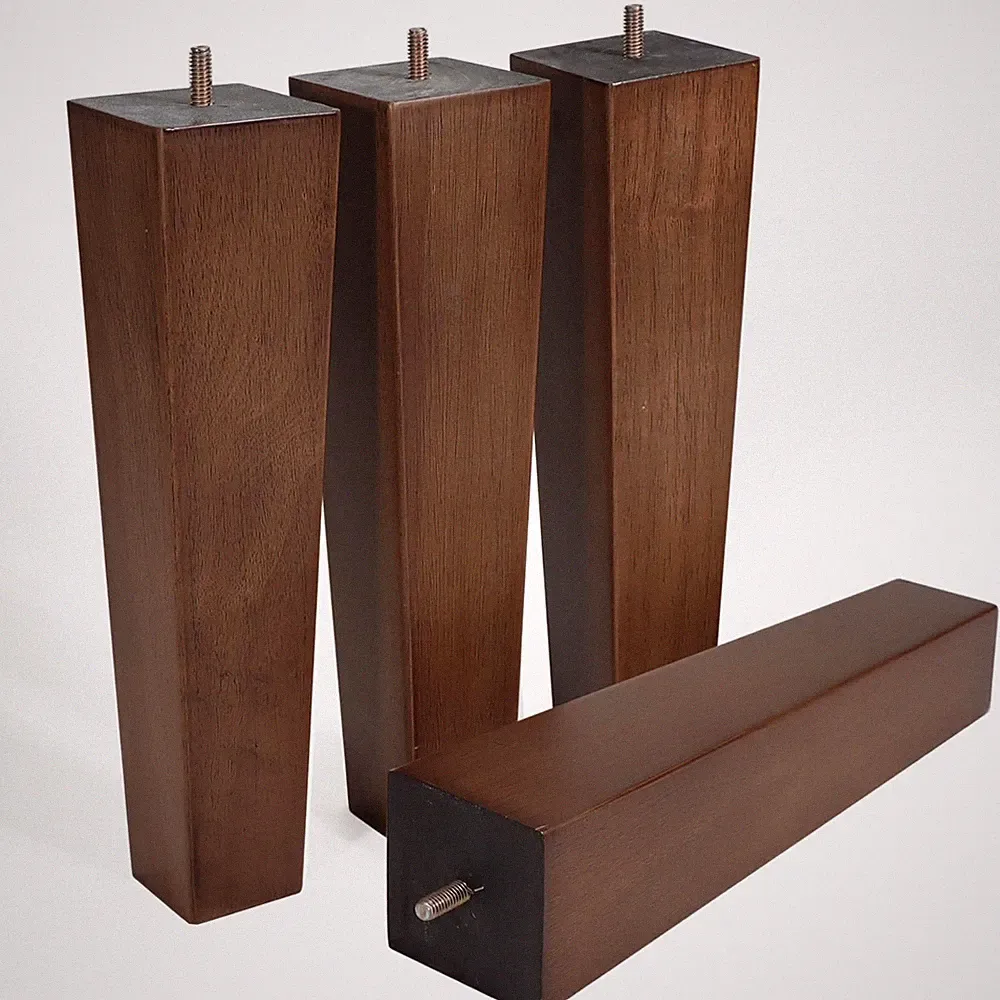 Solid Oak Wood Furniture Legs, 12 Inch, Brown Oak Wood, Set of 4, Square, Mid...