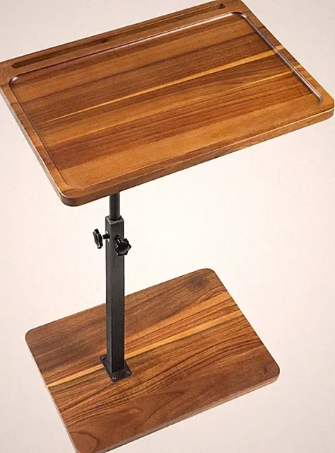"Solid Wood Acacia Wood Couch Table,360° Swivel Height Adjustable C Table with "