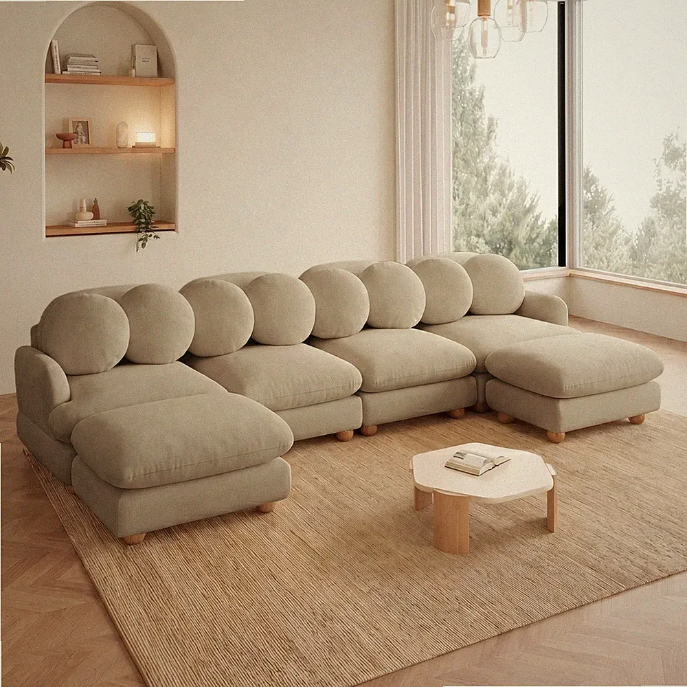Solid Wood Frame 6-Seater Chenille Modular Sectional Sofa