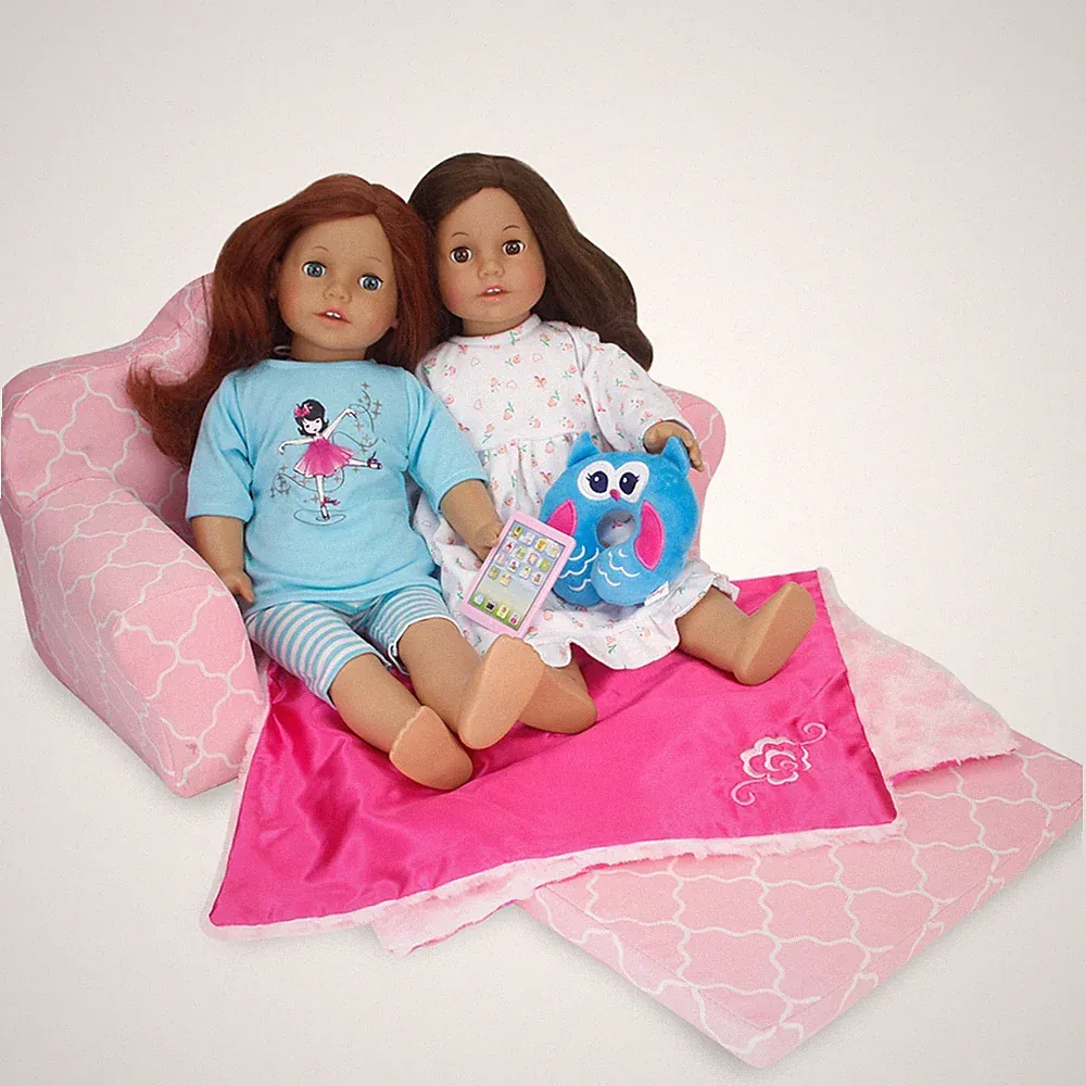 Sophia's 2-in-1 Plush Pull-Out Sofa Bed for Two 18'' Dolls, Pink