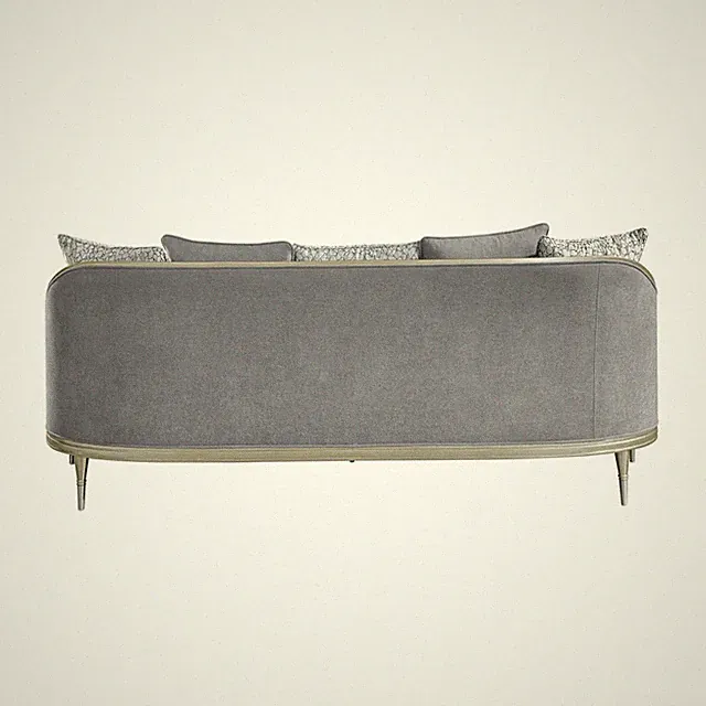 Sophisticated Gray & Champagne Chenille Sofa w/5 Pillows, Foam Cushions, and