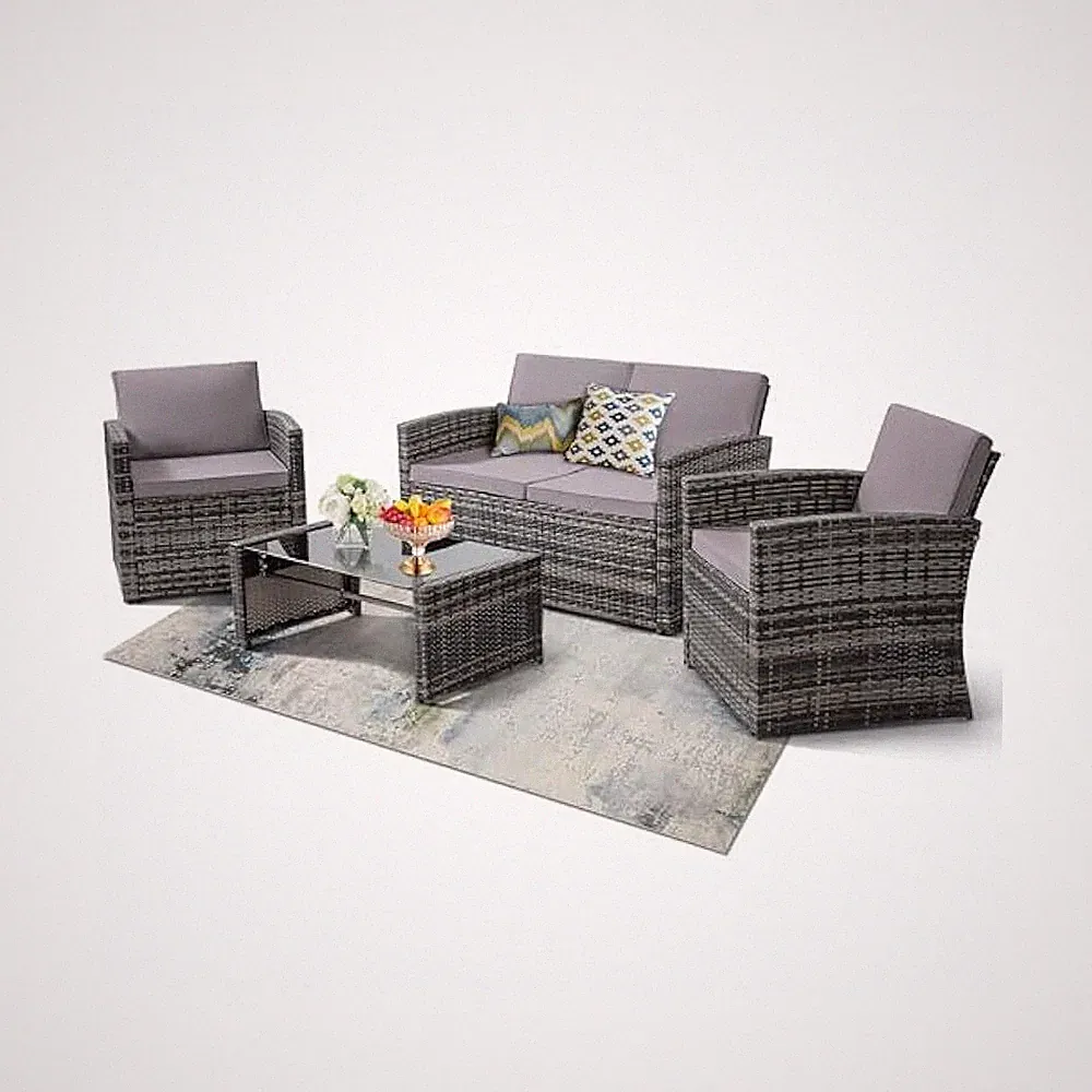 Space Saving 4,Piece Patio Set, Perfect Outdoor Conversation Area for Families