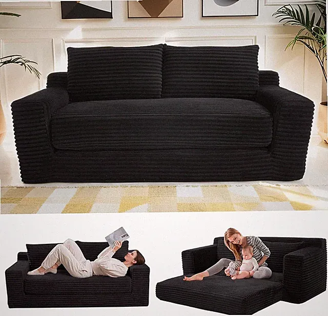Space-Saving Convertible Loveseat Sofa Bed with Memory Foam Comfort