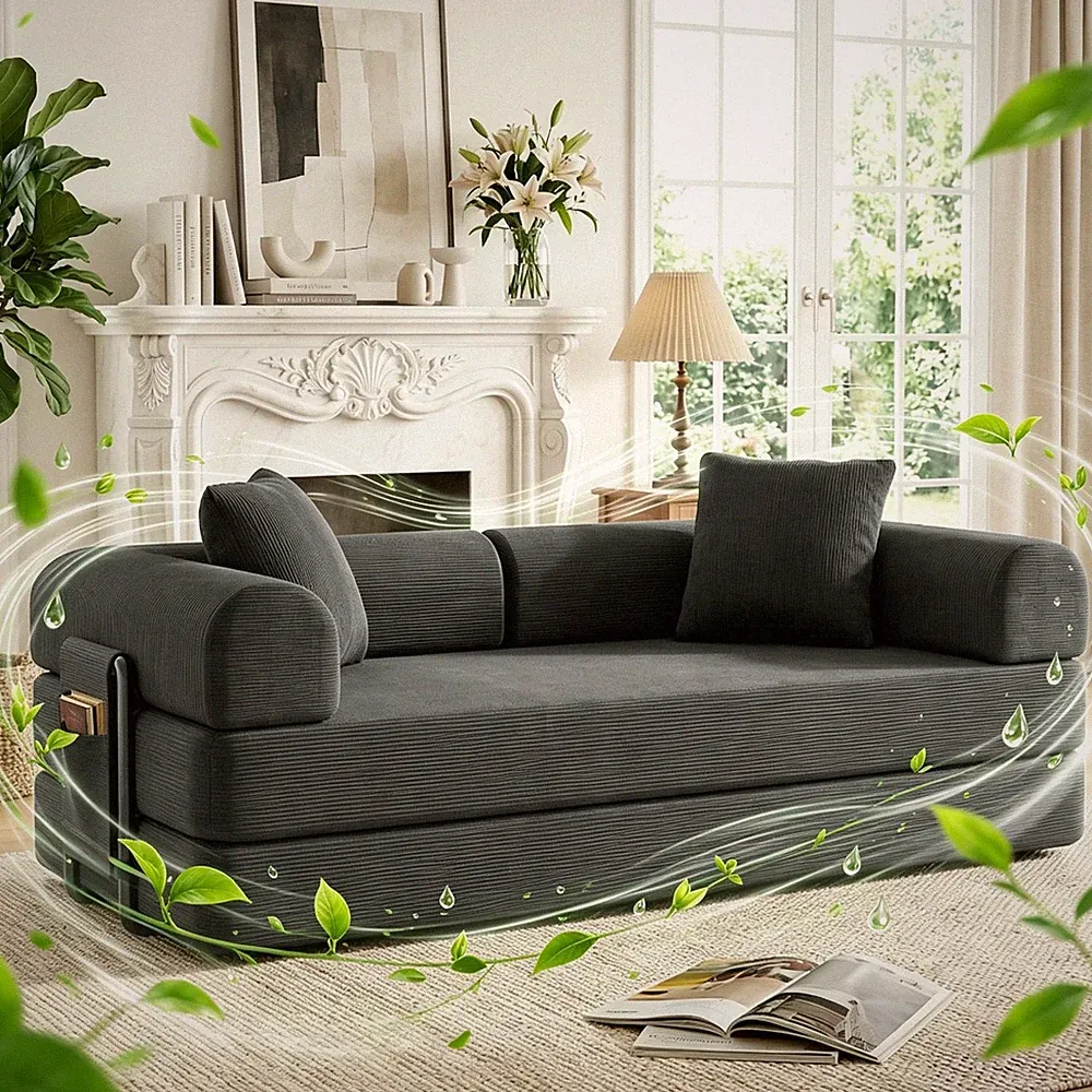 Space Saving Sofa Bed Convertible Pull Out Sleeper With Side Pockets Couch 600lb