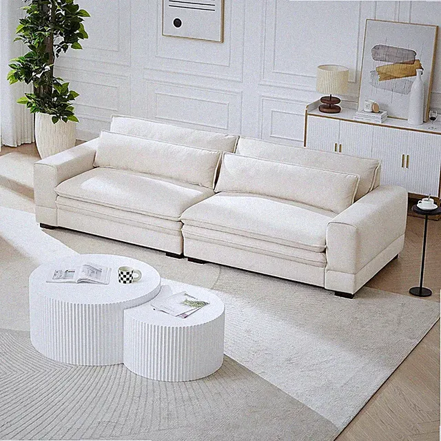 Spacious 104" Chenille 3-Seater Sofa with Cozy Lumbar Pillows