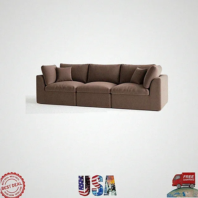 Spacious 110" Cloud Sectional Couch with Ottoman - Ideal for Modern Living Rooms
