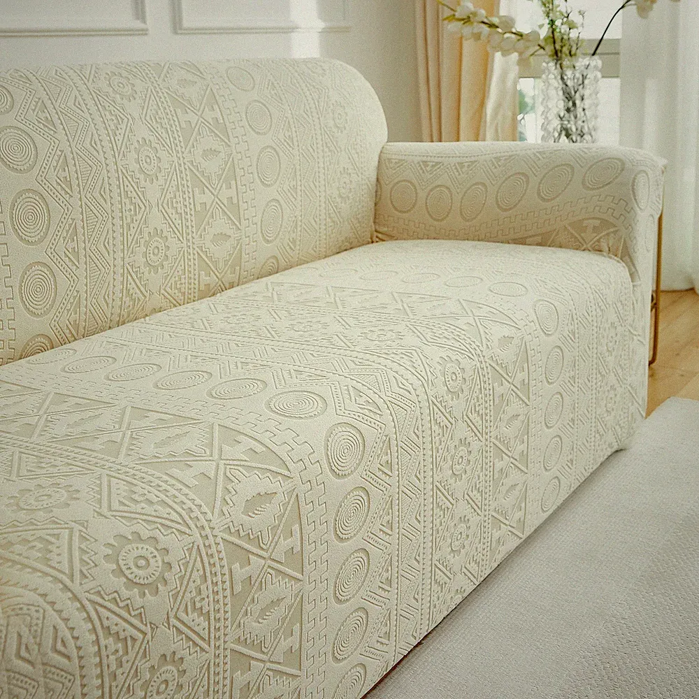 Spandex Jacquard Sofa Slipcover 1/2/3/4 Seater Stretch Sofa Cover Full Coverage