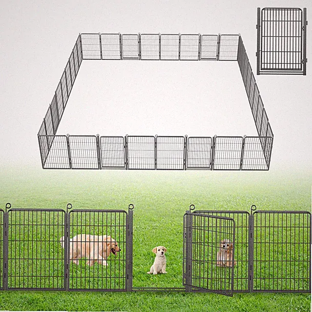SQIREP 32''H Decorative Garden Fence Outdoor Metal Wire Animal No Dig Fencing