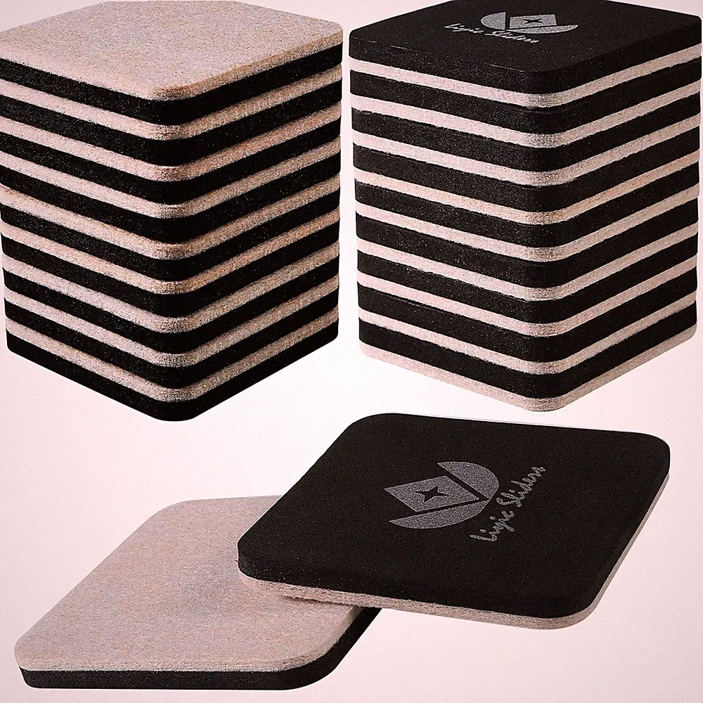 Square Felt Furniture Sliders Reusable Gliders for Moving and Protecting Floors