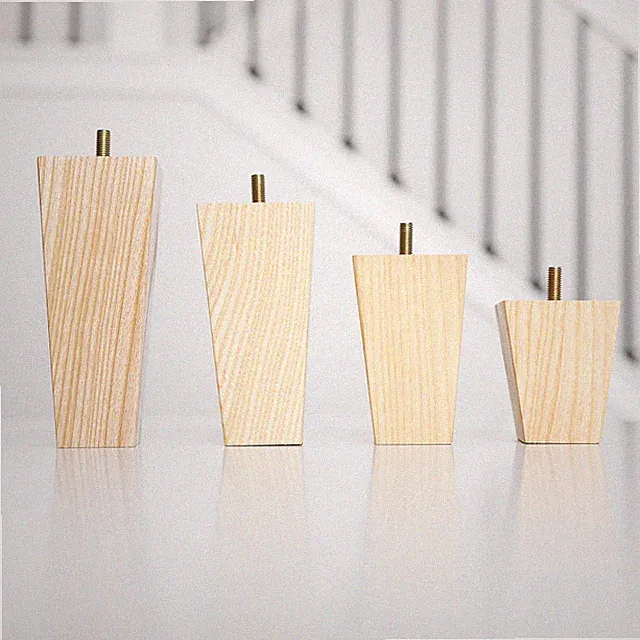 Square Furniture Legs, Set of 4, 3 4 5 6 8 10 12 inch Ash Wood Feet Replacement