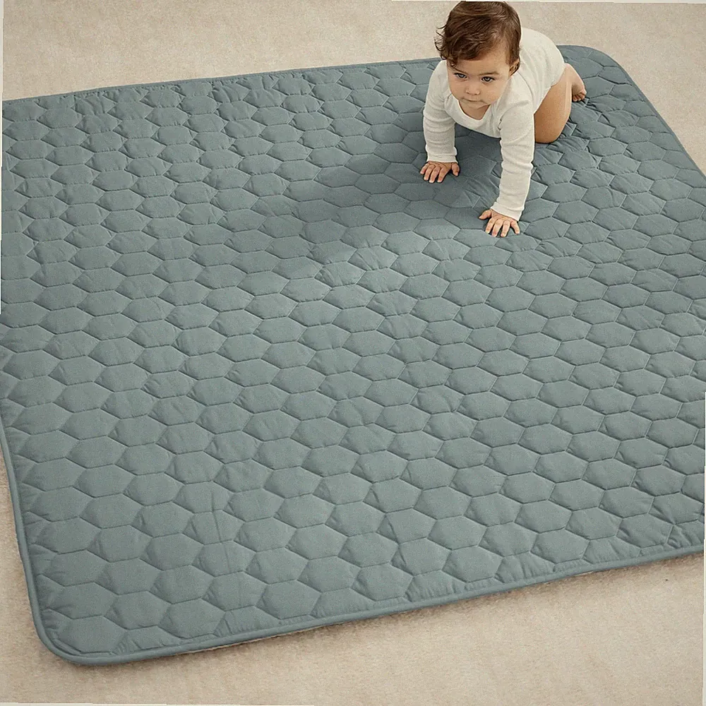 Square Kids Play Mat 56 x 56in Baby Floor Mat - Pacific Blue