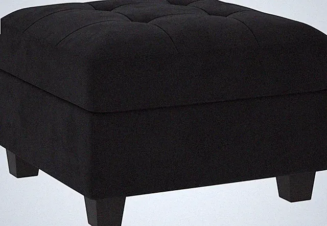Square Ottoman Module Velvet Modular Sectional Sofa Tufted Storage Ottoman Black