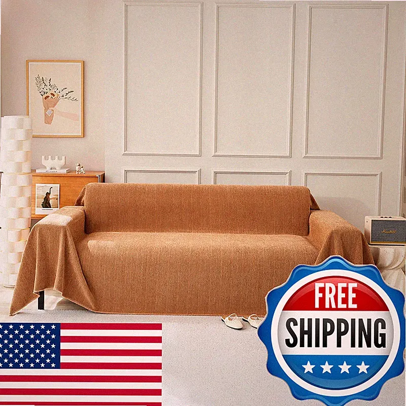 Stacypik Burnt Orange Sofa Cover Modern Chenille Couch Cover For Sectional Pet