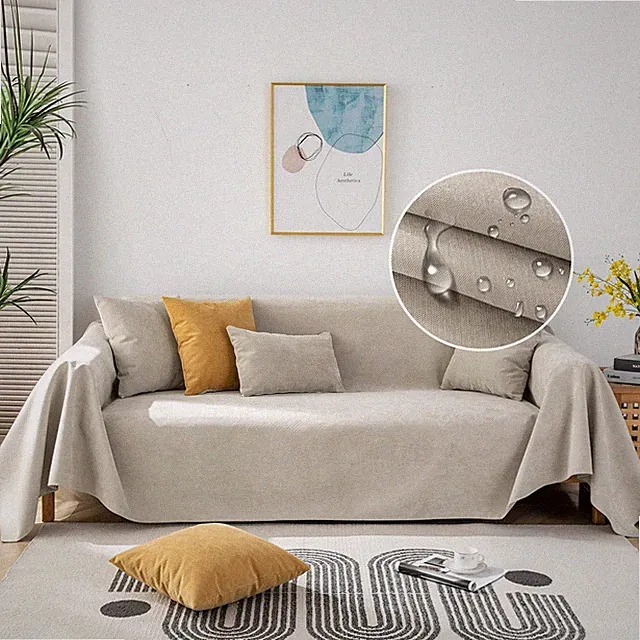 STACYPIK Waterproof Sofa Covers Durable Beige Sectional Couch Cover L Shape f...