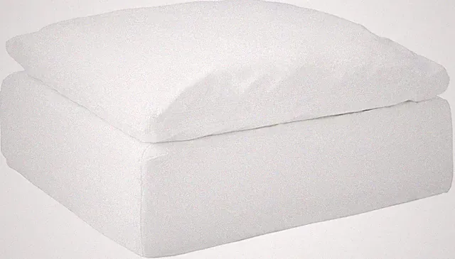 Stain-Proof White Puff Modular Ottoman - 44" Square, Washable Performance Fabric