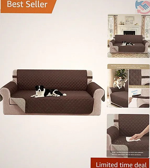 Stain-Resistant Oversized Sofa Cover for 3 Cushions - Modern Chocolate/Beige
