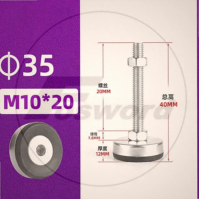 Stainless Adjustable Feet M8 M10 Screw in Height Levelling Machine Furniture Leg