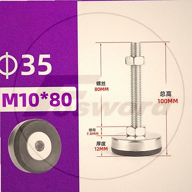 Stainless Adjustable Feet M8 M10 Screw in Height Levelling Machine Furniture Leg
