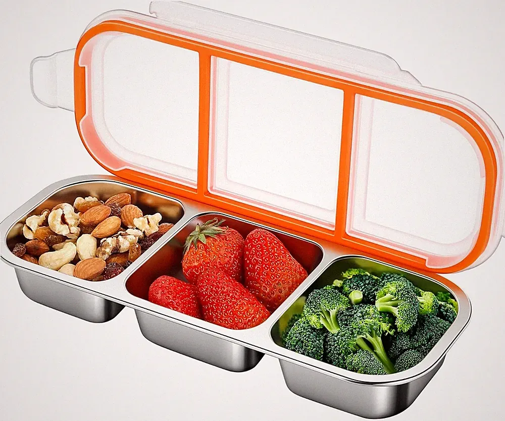 Stainless Steel 20 oz 3 Section Lunch Container Reusable Food Container