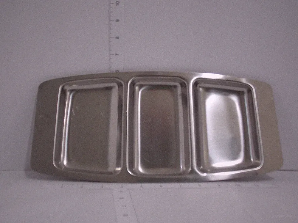 Stainless Steel 3-Section Serving Tray – Rectangular Compartment Plate