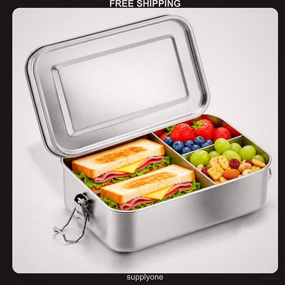 stainless steel bento box 1400ml 3-section lunch container food storage