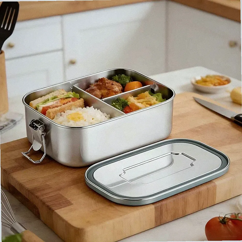 Stainless Steel Bento Box 40Oz with 3 Compartments, Stainless Steel Lunch Box...