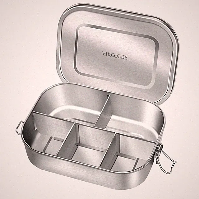 Stainless Steel Bento Lunch Food Box Container 5-Compartment Large 1400ML Metal