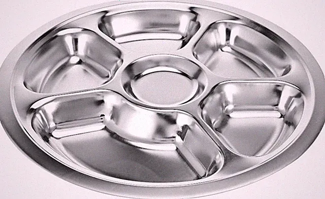 Stainless Steel Divided Dinner Plate 6 sections Mess Trays Great for Camping,...