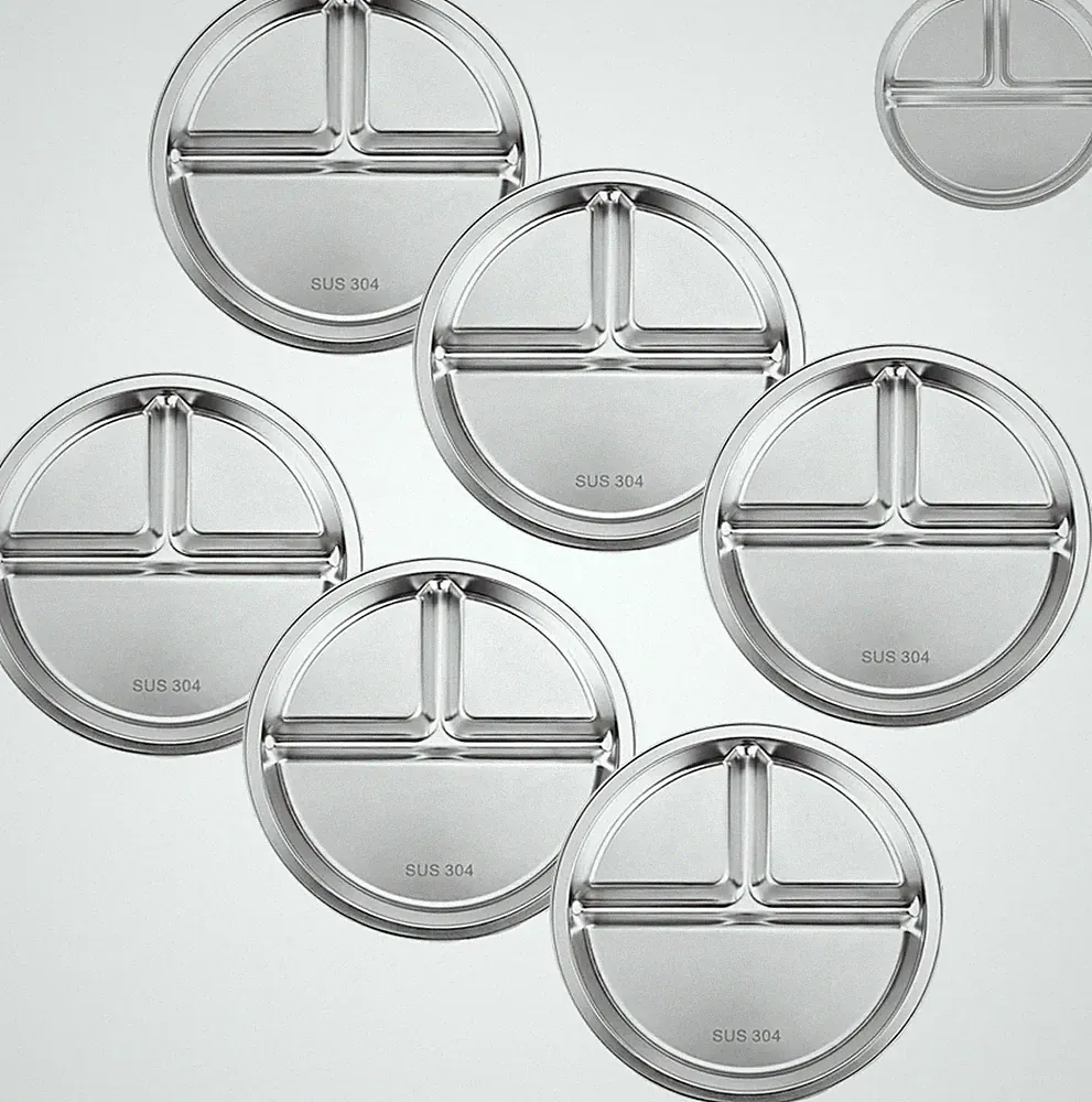 Stainless Steel Divided Plates for Kids, 8.1” Portion Control Plates with 3 Comp