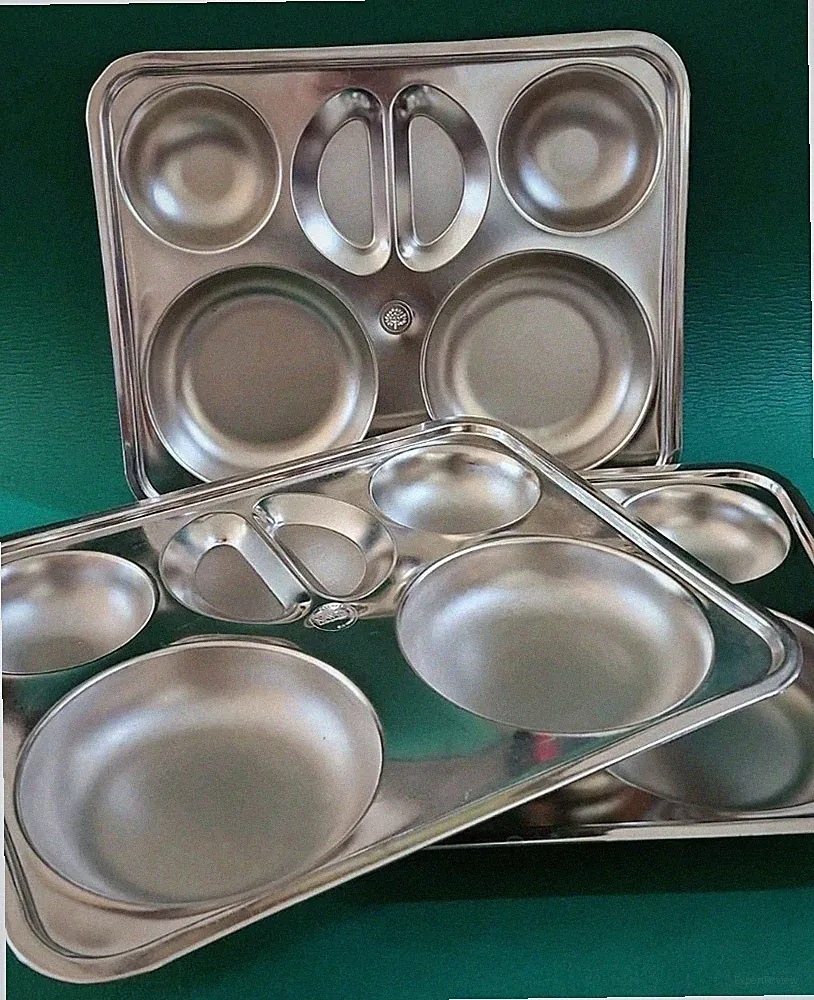 Stainless Steel Divided Plates Sectional Tray Portion Control, Camping Tray, 3pc