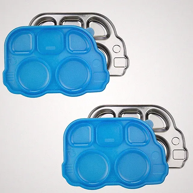 Stainless Steel Divided Plates with Lids - Leak-Resistant, BPA-Free, 2 Pack for
