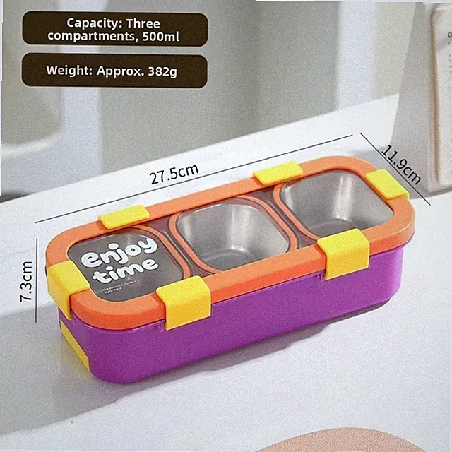 Stainless Steel Lunch Box Divided Compartments Leakproof Insulated